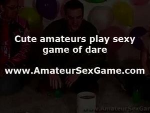 Sexy amateur group play game at party