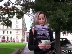 Public blowjob with sexy slut and american tourist 09