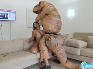 Beauty bigass girl getting fucked by a dinosaur